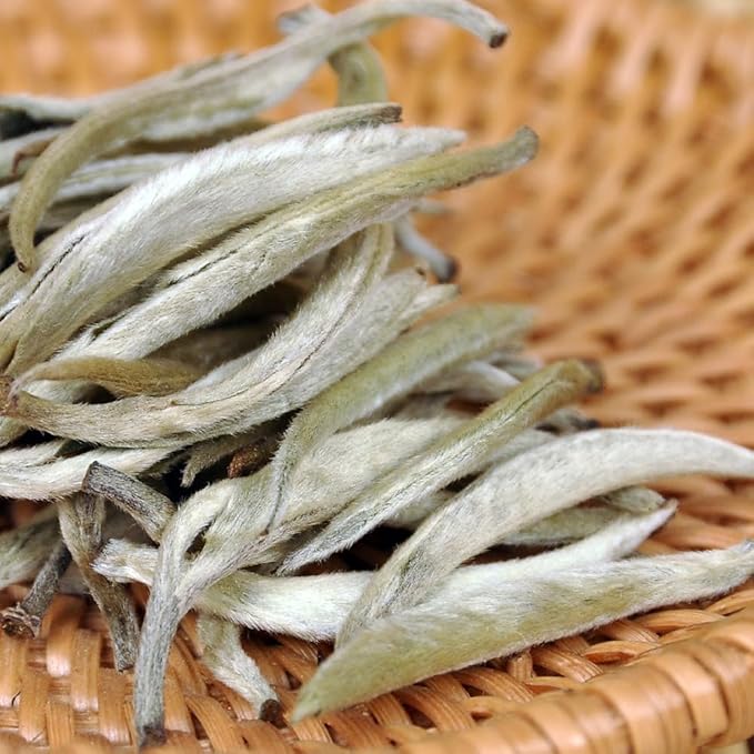 SANRAN Silver Needle White Tea Loose Leaf Chinese Premium Yunnan Bai Hao Yin Zhen Low Caffeine 5.29oz
