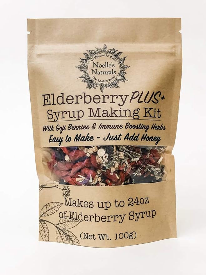 Elderberry Plus+ Syrup Making Kit - Makes 24oz - Just Add Your Own Honey - Natural and Organic Ingredients - Includes Free Brew Bag