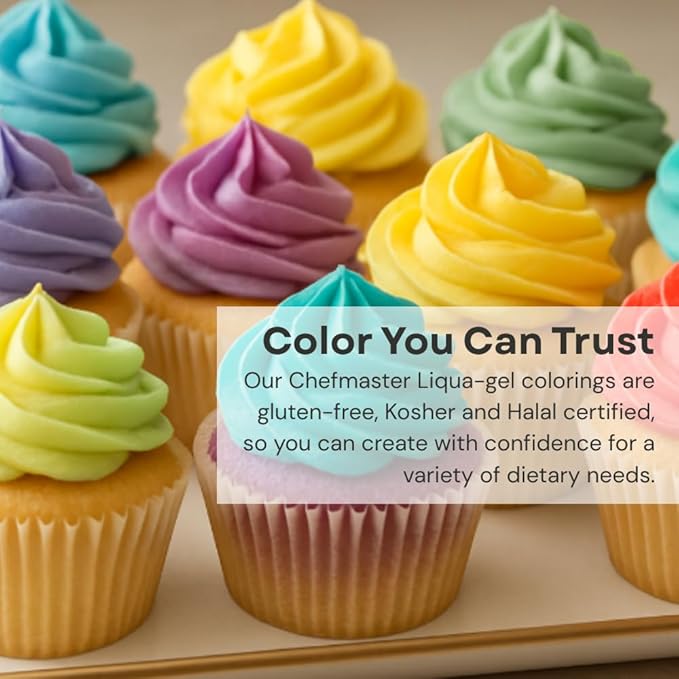 Chefmaster - Natural Liqua-Gel Food Coloring Kit - Natural Gel Food Coloring - 4 Count Pack - Plant-Based Ingredients Naturally Vibrant Colors Blends Easily - Made in the USA