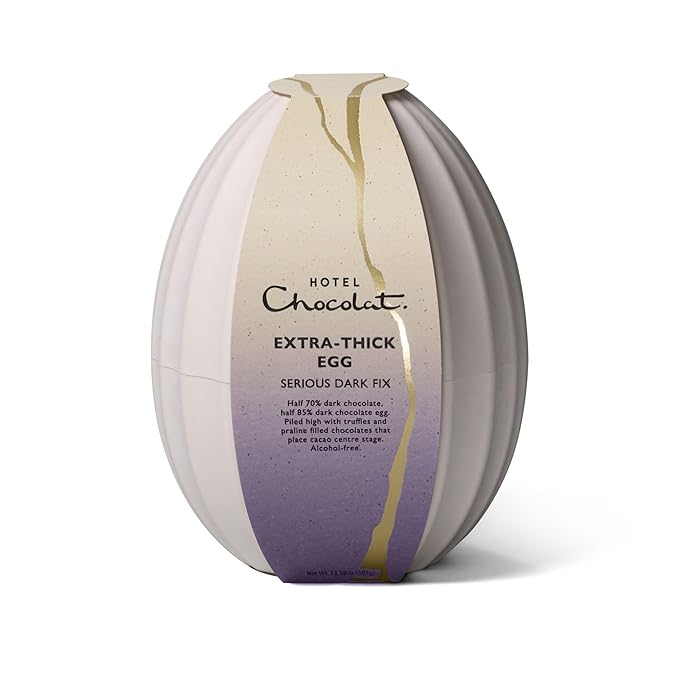 Luxury Extra Thick Dark Chocolate Easter Egg 13.8oz – Gourmet Easter Candy Gift – Premium British Chocolate – Hotel Chocolat