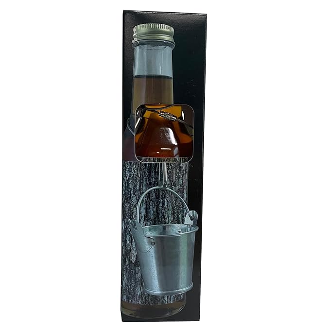 Vermont Maple Syrup Pure Small-Batch Handcrafted on Small Family Farms by MAPLE FARMERS 8.5 oz Glass Bottle with Decorative Metal Sap Bucket Golden Amber Dark &amp Very Dark (Dark &amp Robus