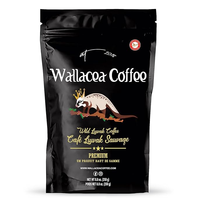 Wallacea Coffee Certified Wild Kopi Luwak Coffee Ground Civet Coffee Kopi Luwak From Gayo Sumatra Indonesia low acid medium dark roast (8.8 oz)