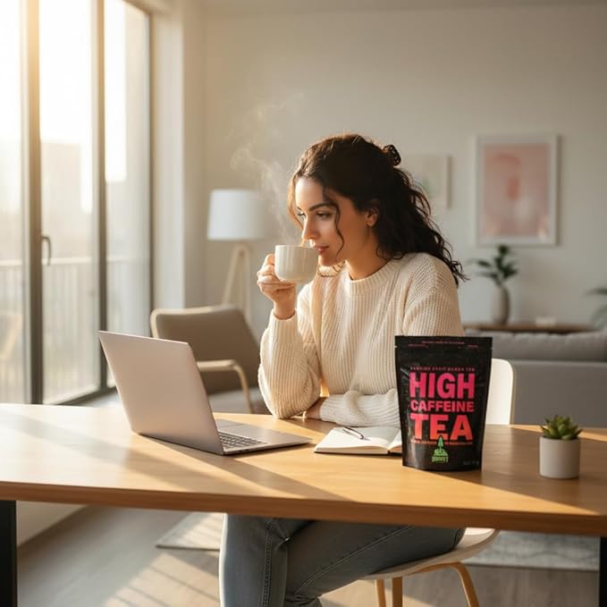 High Caffeine Tea - Highly Caffeinated Passion Fruit Black Tea - Natural Blend High Energy Tea Coffee Alternative With 200mg Caffeine Herbal Tea Coffee Substitute Pack of 14 Biodegradable Tea Bags