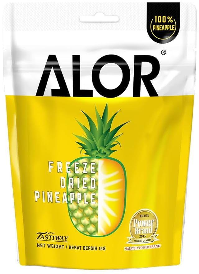 ALOR 100% Freeze Dried Pineapple Chunks – Unsweetened No Sugar Added Pure Fruit Snack – Crunchy Crispy &amp Gluten-Free – Healthy Dehydrated fruit (15 Gram x 8 Pack - Pineapple)
