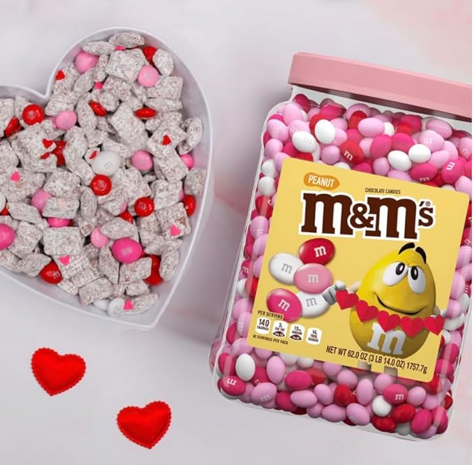 M&ampMS Peanut Milk Chocolate Valentine's Day Candy Jar 62 oz