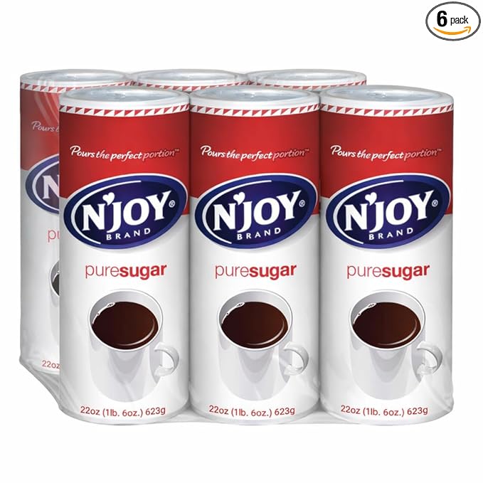 N'JOY Pure Sugar 22oz Canister Pack of 6 Pours the Perfect Portion
