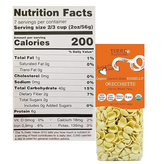 TERRE E TRADIZIONI Organic Italian ORECHIETTE Pasta Semiwhole Wheat Durum Semolina Pasta Sicilian Ancient Grain Rusello Organic Orecchiette Pasta Vegan Pasta Imported from Italy (3 Packs)