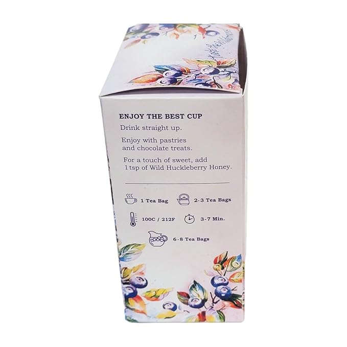 Wild Huckleberry Tea Bags From Montana (3 Pack - 60 Tea Bags). Black Ceylon Tea with Huckleberry Natural Flavors.