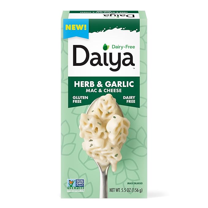 Daiya Dairy Free Gluten Free Herb and Garlic Mac &amp Cheese Vegan Plant Based Rice Pasta 5.5 oz (Pack of 12)