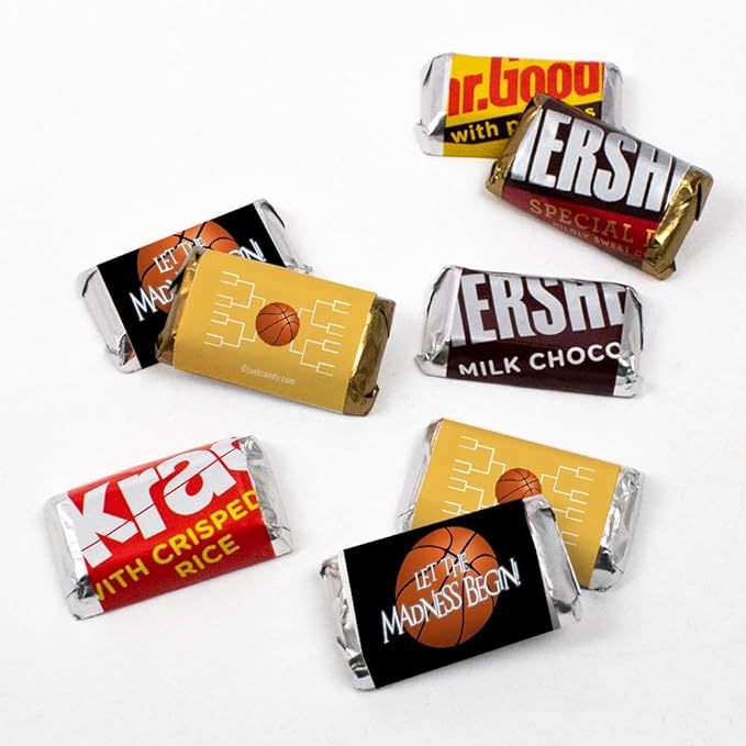 100ct Basketball Party Favors Wrappers for Miniatures Let the Madness Begin (100 Count) - Yellow - Candy Included