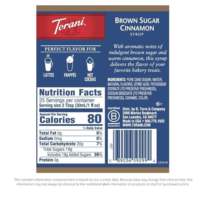 Torani Syrup Brown Sugar Cinnamon 25.4 Ounces (Pack of 4)
