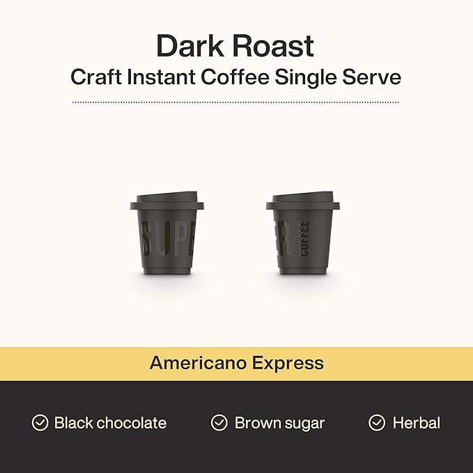 SATURNBIRD Express Instant Coffee Latte &amp Americano Flavor Mix—Dark Roast Instant Cold Brew Iced Coffee Freeze Dried Arabica Powder 24 Single Serve Coffee Packets for Traveling Camping Home