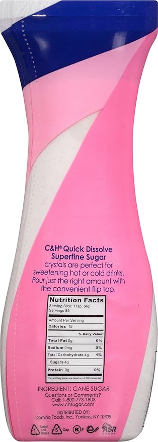 C&ampH® Superfine Sugar 12 oz Flip Top Sugar Canisters (Pack of 3)