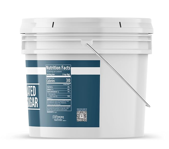 Earthborn Elements Granulated White Sugar 1 Gallon Bucket Baking and Kitchen Staple Non GMO