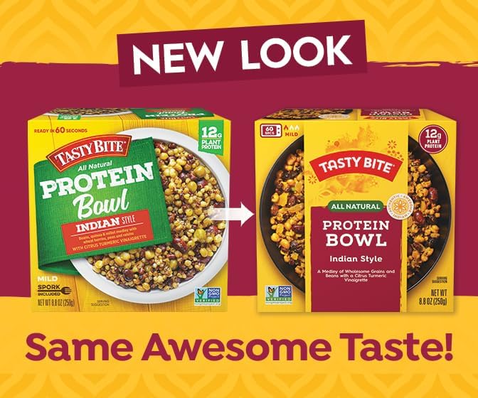 Tasty Bite Indian Protein Bowl 8.8 Ounce Pack of 6 Ready to Eat Microwaveable Vegan 12 Grams Plant Protein