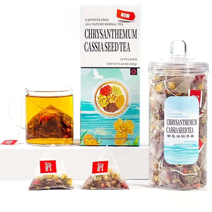 Chrysanthemum Cassia Seeds Tea Bags 2 Boxes 11.28OZ(320g8gX40Bags) Honeysuckle Chinese wolf-berry Sweet-scented Osmanthus Burdock Root Combination of Floral Tea 菊花决明子茶包