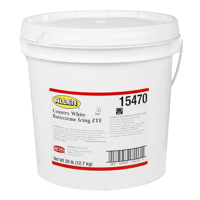 Rich's Allen Country White Buttrcream Icing ZTF 28 Pound (Pack of 1) buttercream frosting for cake decorating cake baking supplies