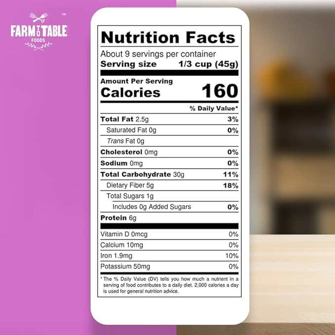Farm to Table Foods Organic Apple Raisin Whole Grain Oatmeal – High Fiber &amp Protein All Natural - 20 lb. Bag