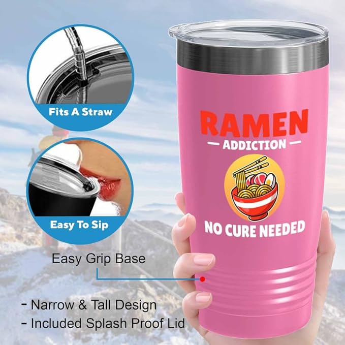 Ramen Lover Pink Edition Viking Tumbler 20oz - addiction no cure - Food Lovers chicken pumpkin vegan pantry spicy noodles