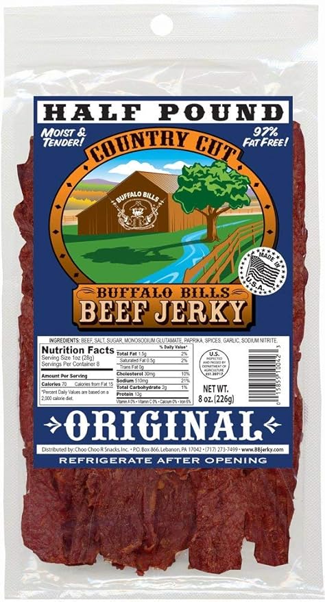 Buffalo Bills 8oz Original Country Cut Beef Jerky Pack (moist &amp tender mildly flavored beef jerky)