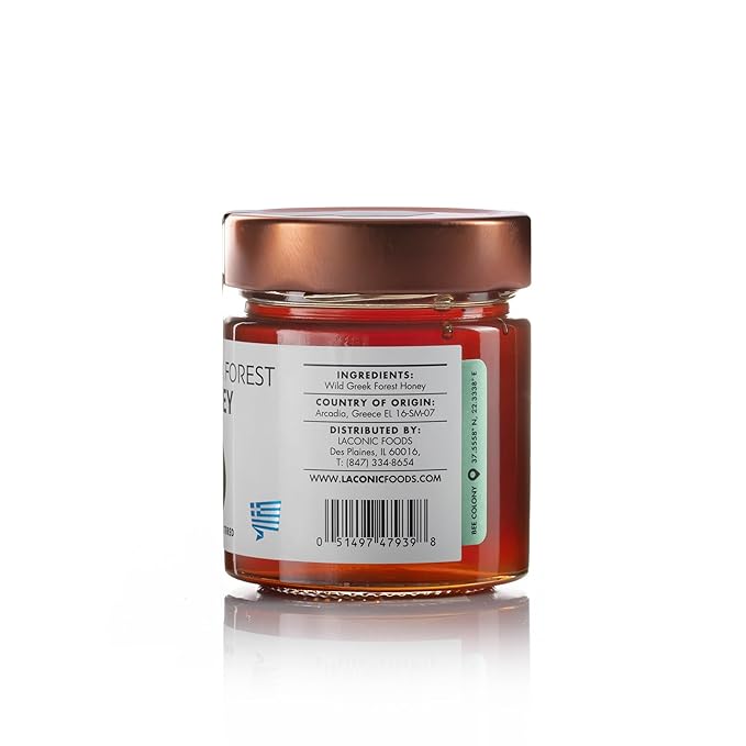 Laconic Foods | Wild Forest Honey | Raw Greek Honeydew Honey from Pine Oak Chestnut Trees &amp Wild Flowers | 315g