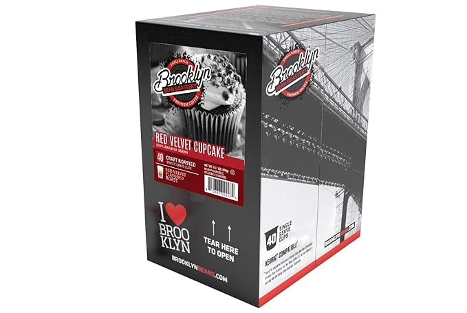 Brooklyn Beans Red Velvet Coffee Pods - Compatible with Keurig 2.0 K Cup Brewers 40 Count Dessert-Inspired Red Velvet Flavored