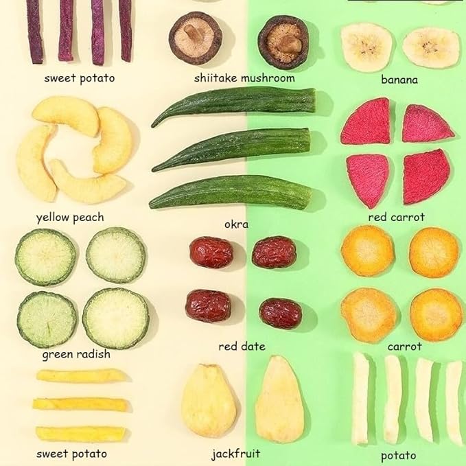 12 kinds of mixed freeze-dried fruit and vegetable Chips mixed fruit and vegetable crisp 500g dried okra mushroom Dim sum dessert nutritious ready meals substitute food leisure snacks (1 can)