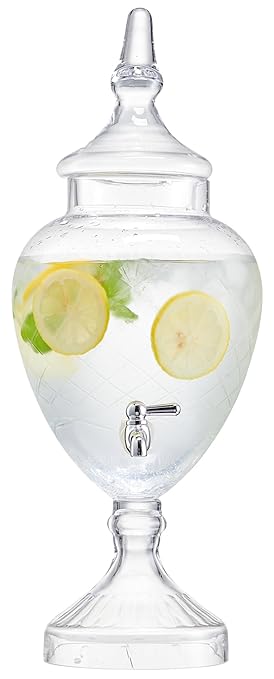 Beverage Dispenser for Countertop - 1 Gallon Large Glass Drink Dispenser w/Spigot &amp Lid - Party Drink Dispenser for Sweet Tea Lemonade Punch Water Juice Dispensers for Parties