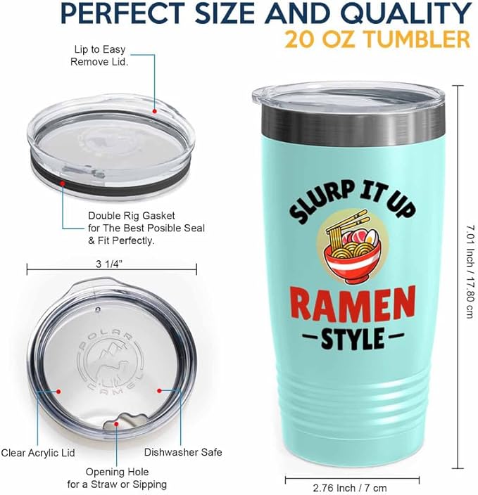 Ramen Lover Teal Edition Viking Tumbler 20oz - Slurp it up - Food Lovers chicken pumpkin vegan pantry spicy noodles
