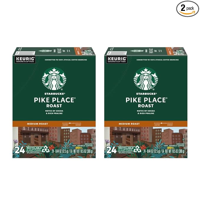 Starbucks Pike Place Roast K-Cup Portion Pack for Keurig K-Cup Brewers 24 K-Cups (Pack of 2)