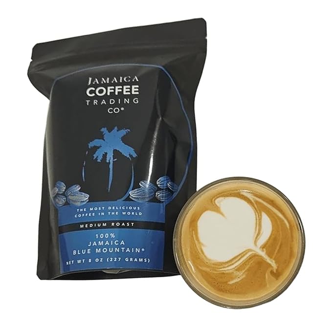 100% Jamaica Blue Mountain Coffee Beans No. 1 227grams / 8oz - Medium Roast Whole Coffee Bean - 100% Pure Arabica Small Batch Roasted - JACRA Certified Low Acidity Ethically Sourced