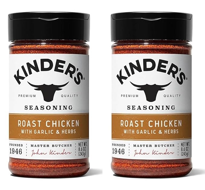 Kinder Roast Chicken Seasoning with Garlic &amp Herbs Each 8.75oz (2 Pack) Premium Poultry Rub for Oven Air Fryer and Grill – Savory Blend of Rosemary Thyme and Garlic – Gluten-Free &amp Non-GMO
