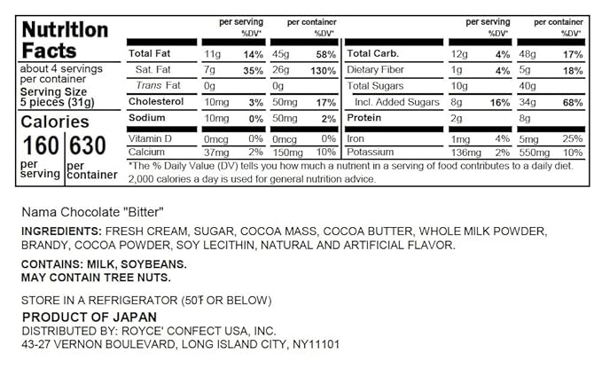 Royce Nama Chocolate - Bitter (Shipping from the USA)