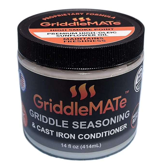 GriddleMATe Griddle Seasoning - Premium 2-in-1 Seasoning for Blackstone Griddle Cast Iron and Carbon Steel Cookware - High Smoke Point - Non-GMO - Made in the USA