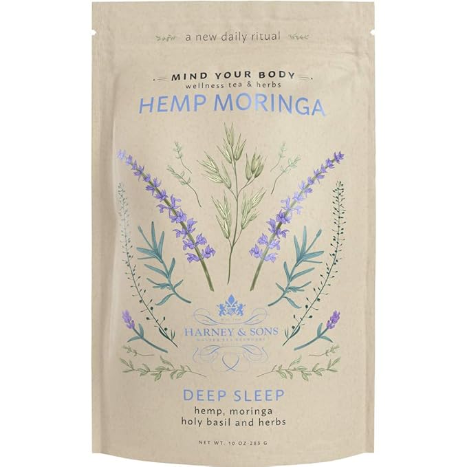Harney &amp Sons Hemp Moringa | Deep Sleep Wellness Blend with Hemp Moringa Holy Basil &amp Herbs 10 oz Bag