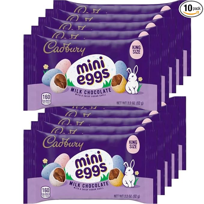 CADBURY MINI EGGS Milk Chocolate with Crisp Sugar Shell Easter Candy 1.5 Pounds 10 Bags