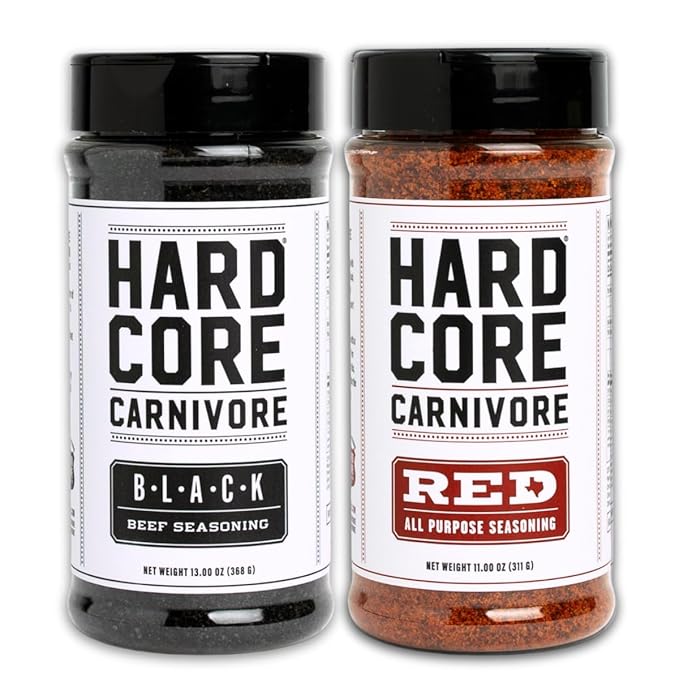 Hardcore Carnivore Black &amp Red Seasoning Combo Pack | Texas-Made Rubs for Steak Brisket Pork Chicken BBQ Grilling and Smoking