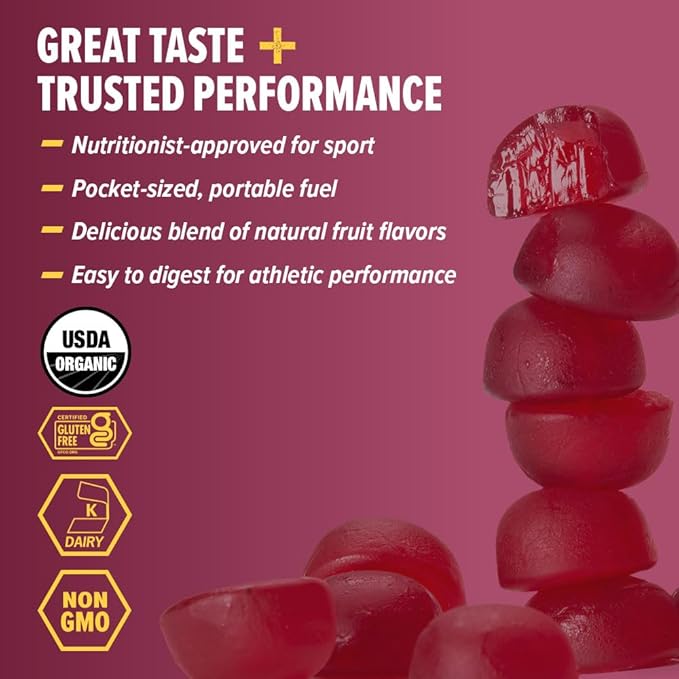 Honey Stinger Organic Pomegranate Passionfruit Energy Chew Gluten Free &amp Caffeine Free for Exercise Running and Performance Sports Nutrition for Home &amp Gym Pre and Mid Workout 12 Pack