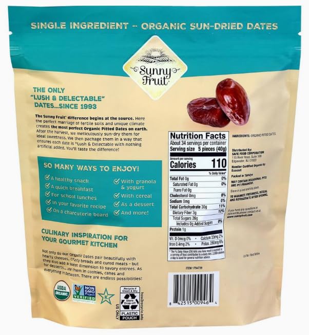 ORGANIC Pitted Dates 48oz Bulk Bag (3 lbs) | NO Added Sugars Sulfurs or Preservatives | NON-GMO