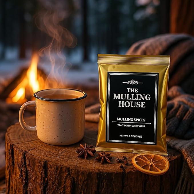 The Mulling House Mulling Spices 3-Pack – 6 oz Pouches for Making Magic in Cider Wine Tea Coffee &amp Baking – Instant Dissolving Drink Mix with Cinnamon Clove Nutmeg Citrus – Holiday Favorite