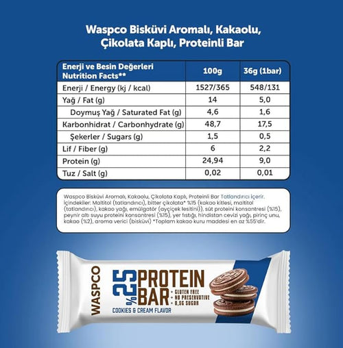 (12 Count) Protein Bars COOKIES AND CREAM Gluten Free with 9g Protein and 0.5g Sugar36 G