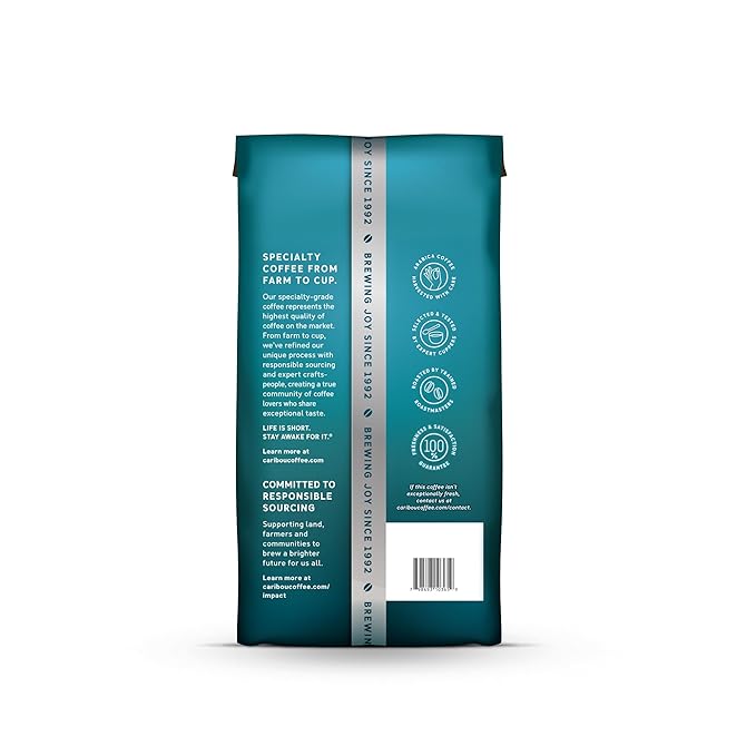 Caribou Coffee Medium Roast Naturally Decaffeinated Ground Coffee 100% Arabica Coffee - Caribou Blend 72 Ounces (6 Bags of 12 Ounces)