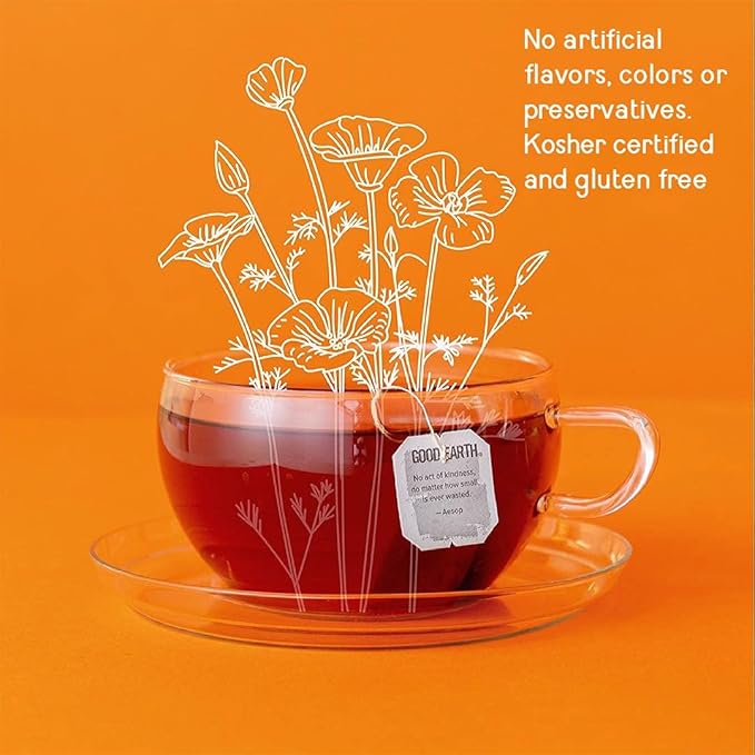 Good Earth Tea Sweet &amp Spicy Organic Caffeine Free Herbal Black Tea 18 Teabags (Pack of 6)