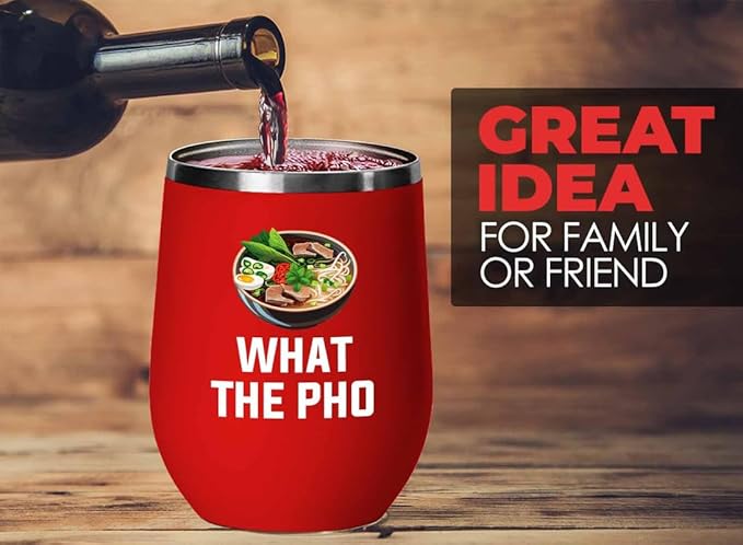 Ramen Lover Red Edition Wine Tumbler 12oz - What the pho - Food Lovers chicken pumpkin vegan pantry spicy noodles