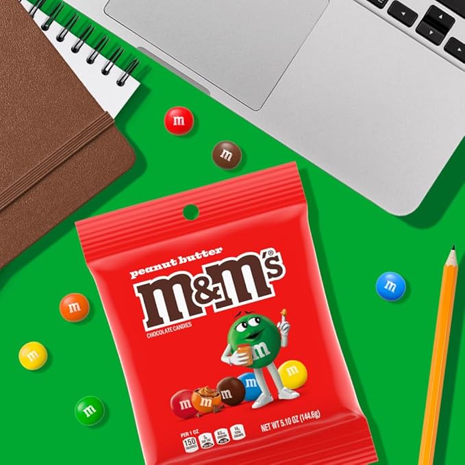 M&ampM'S Peanut Butter Chocolate Candy 5.1-Ounce Bag (Pack of 12)