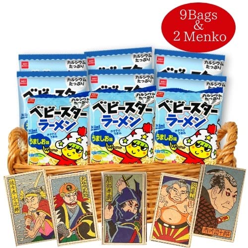 Beatcraft™ Baby Star Ramen Fried Noodle Snack + Japanese Toy Happy Set (9 Packs Light Salt Flavor Regular Size)