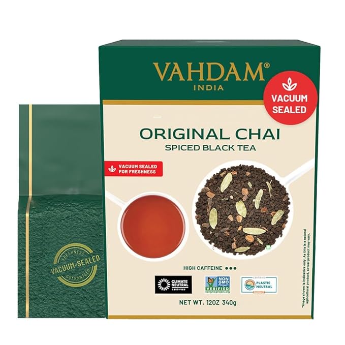 VAHDAM Masala Chai Tea - Loose Leaf 170+ Cups (340g/12oz) Blend of Black Tea with Cinnamon Cardamom Cloves &amp Black Pepper | Vacuum Sealed Pack