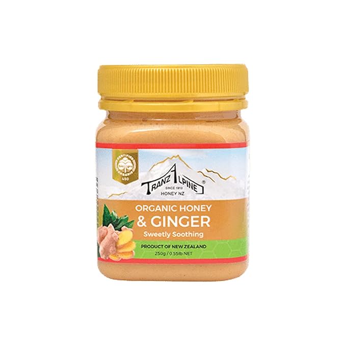 Tranzalpine Organic White Clover Honey with Ginger 8.8 Ounces (Pack Of 1)