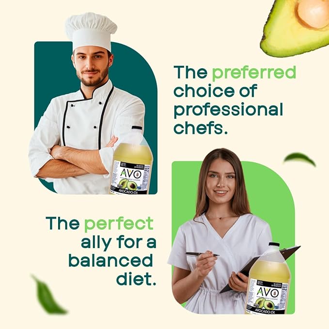 AVO Bulk Avocado Oil for Cooking 1 Gallon (128 fl oz) Non-GMO Certified No Preservatives High Smoke Point 500°F Neutral Flavor Gluten-Free Plant-Based OU Kosher