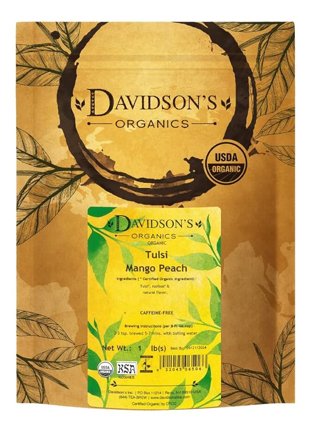 Davidson's Organics Tulsi Mango Peach Loose Leaf Tea 16-Ounce Bag